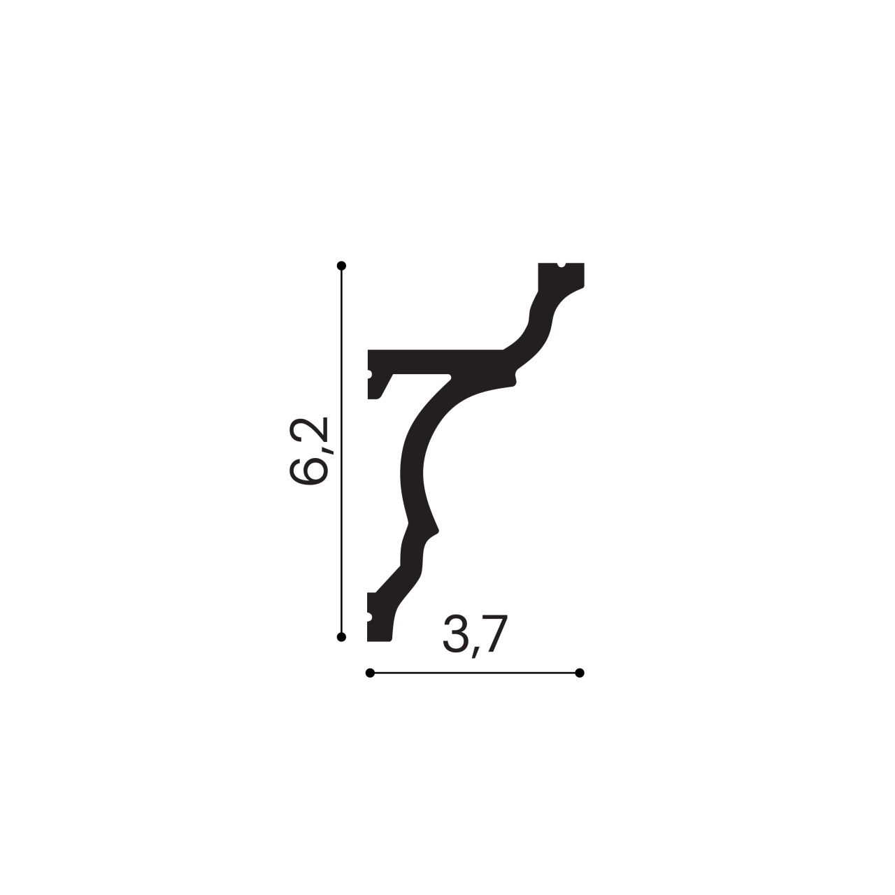 Cornisa polimer rigid, Manavi, ES13 - 6.2x3.7x200 cm — imaginea 2