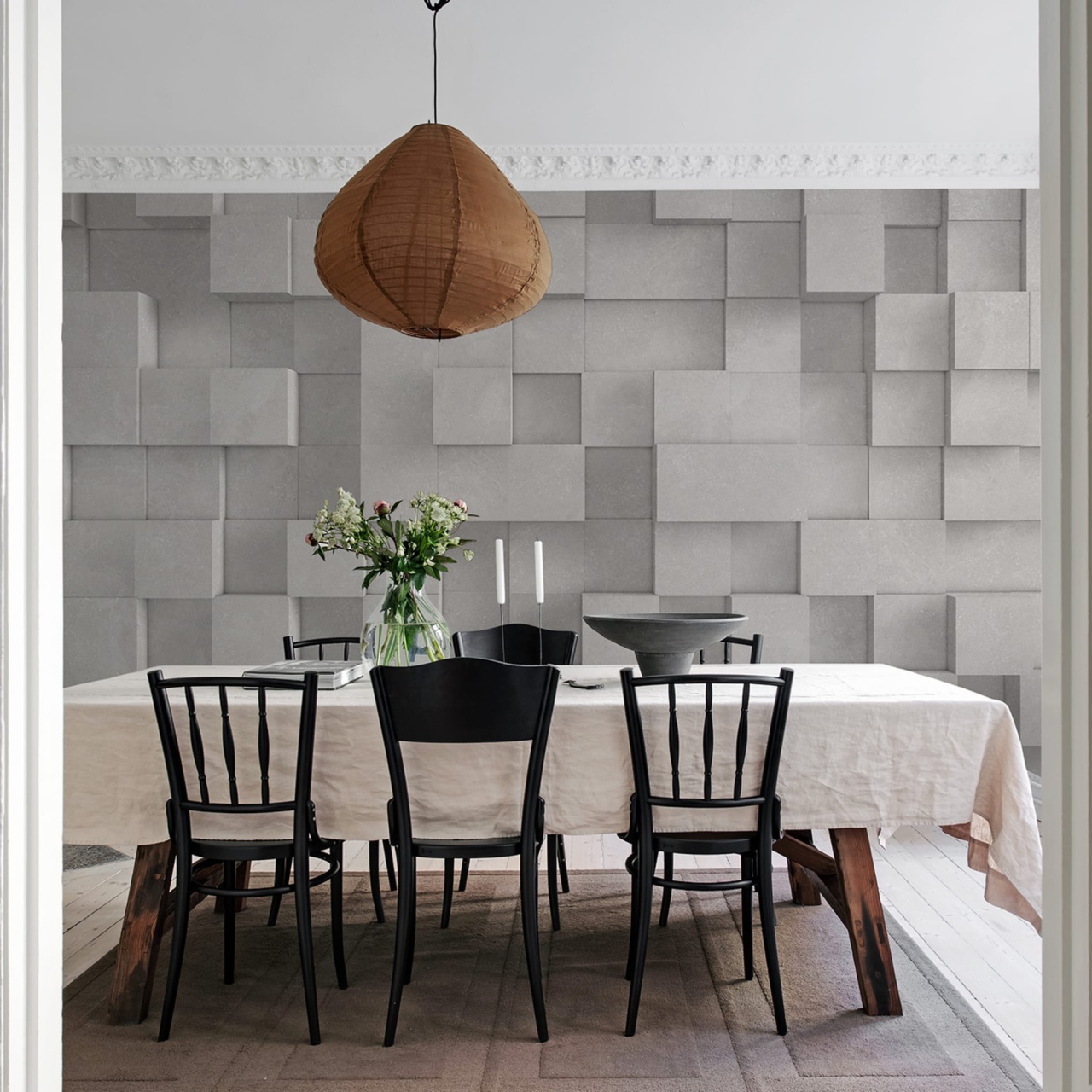 Fototapet, 3D Boxes, Gray, Rebel Walls