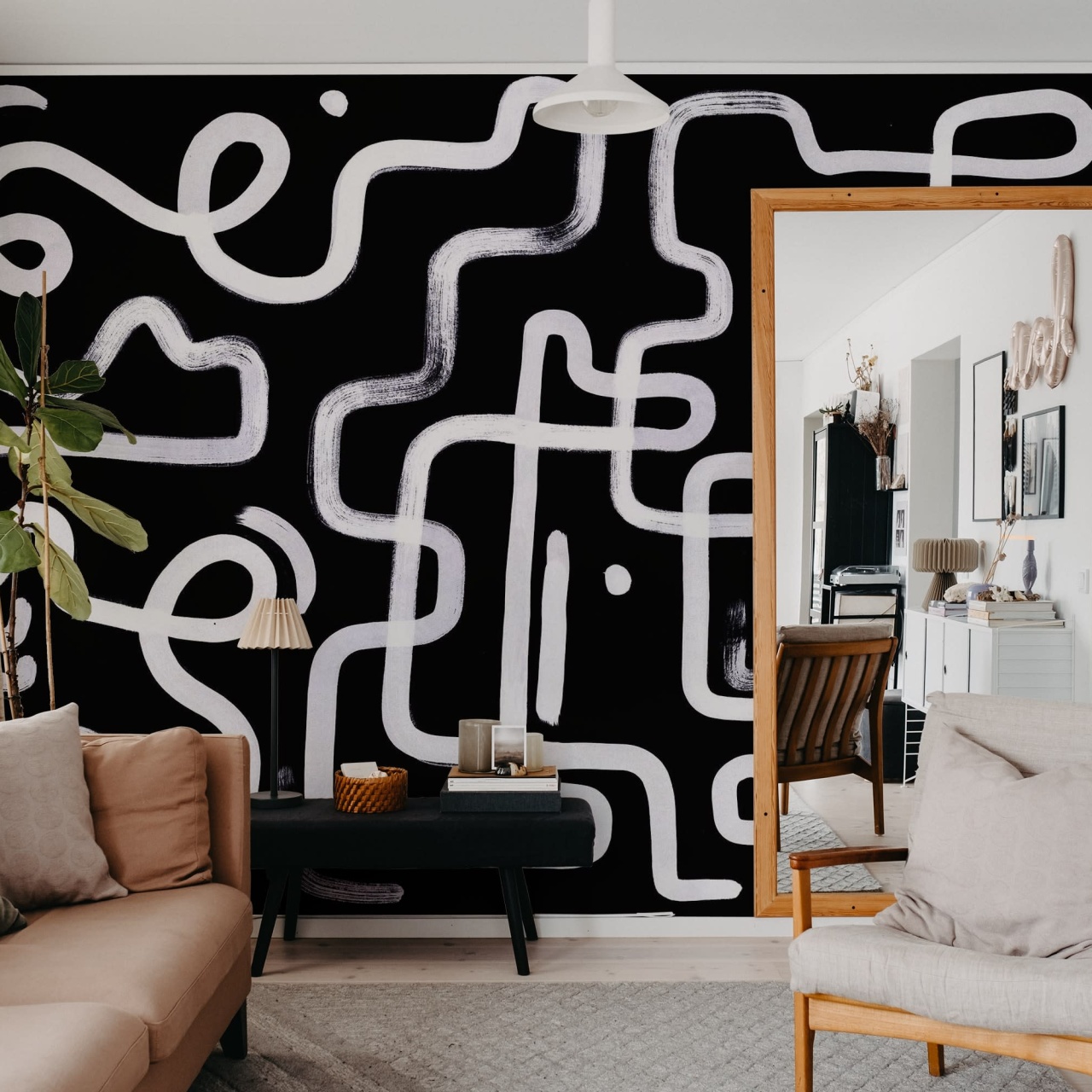 Fototapet, Artzy Path, Black, Rebel Walls