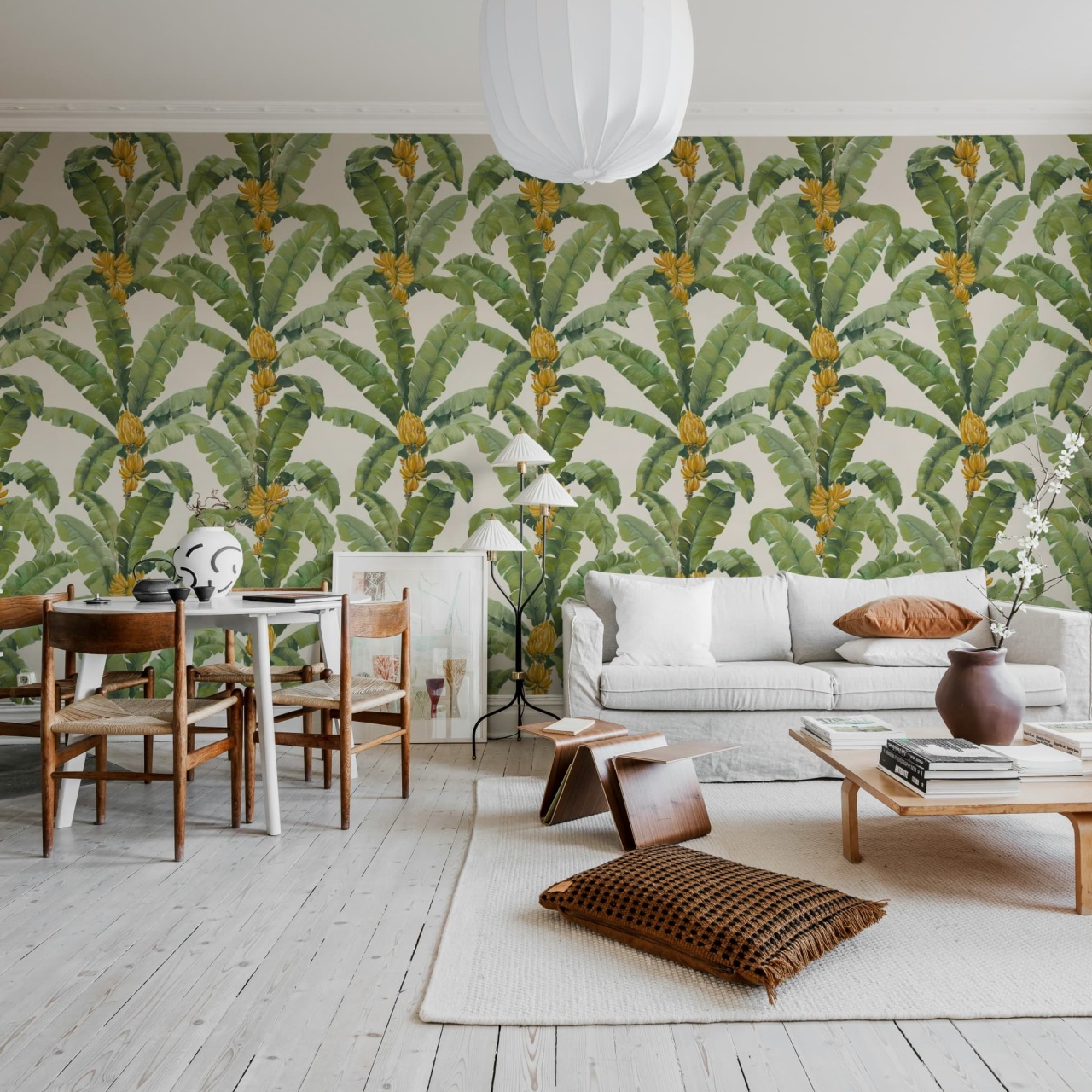 Fototapet, Banana Leaf, White, Rebel Walls - 3