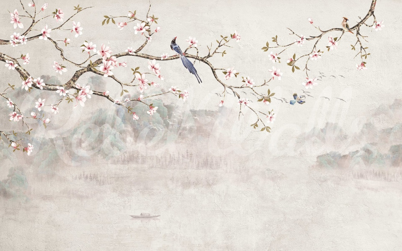 Fototapet, Bird Tree, Pastel, Rebel Walls - 2