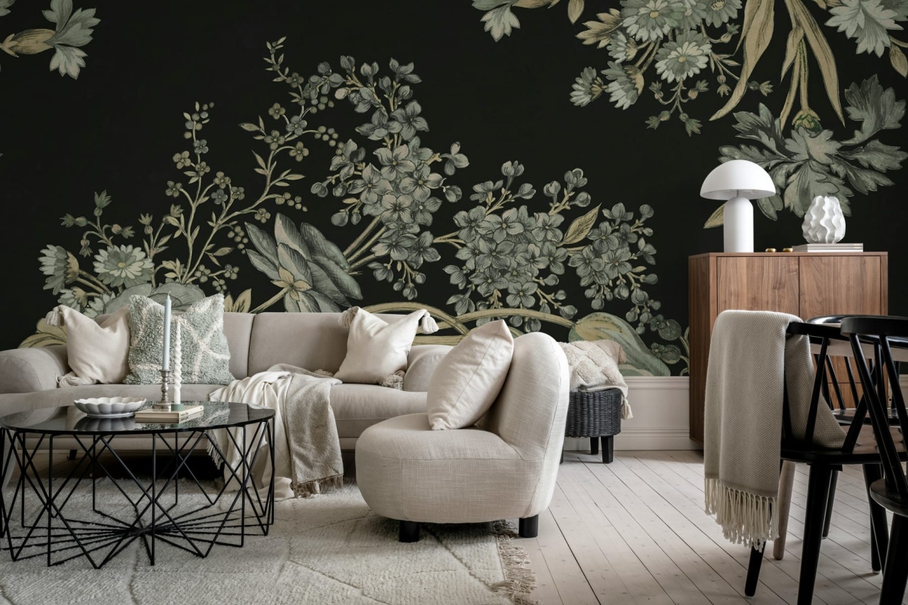 Fototapet, Bold Floral, Black, Rebel Walls