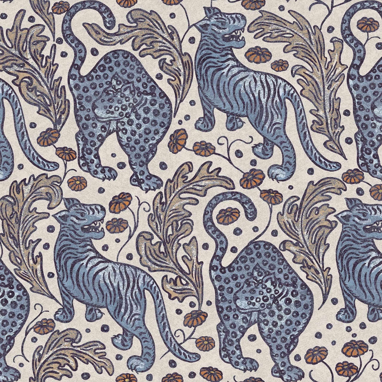 Fototapet, Bold Tigers, Blue, Rebel Walls - 2