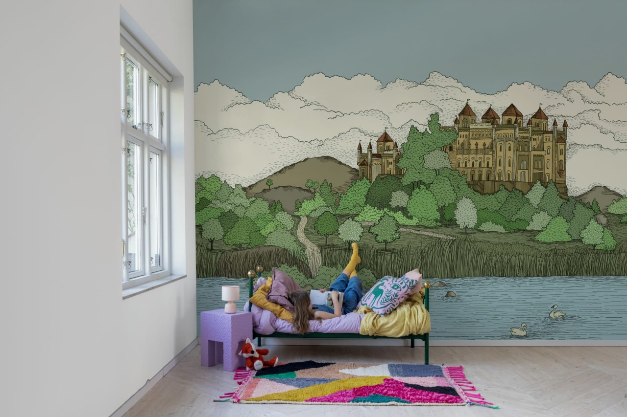 Fototapet, Castle by the Lake, Green, Rebel Walls