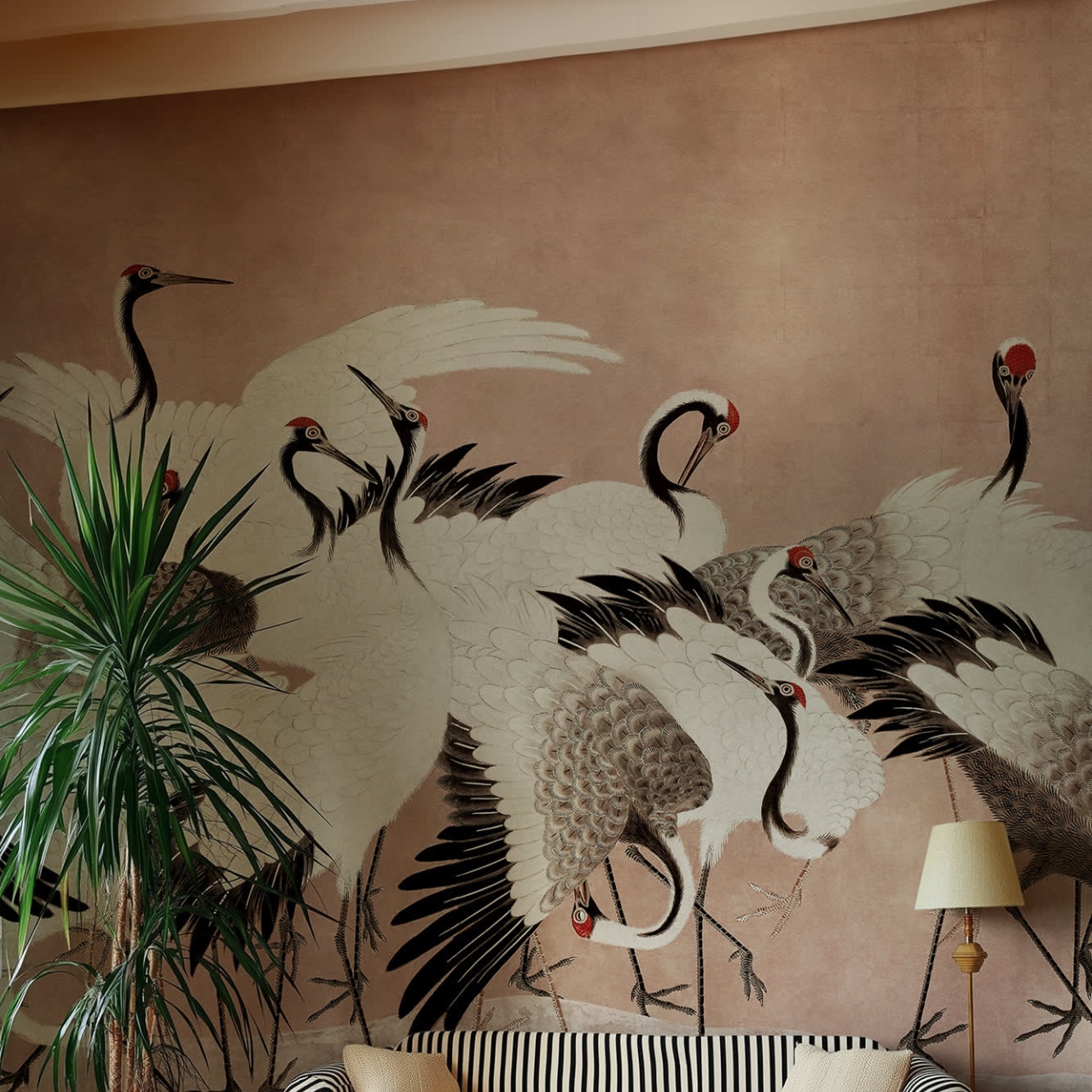 Fototapet, Dancing Cranes, Dusty Pink, Rebel Walls - 3