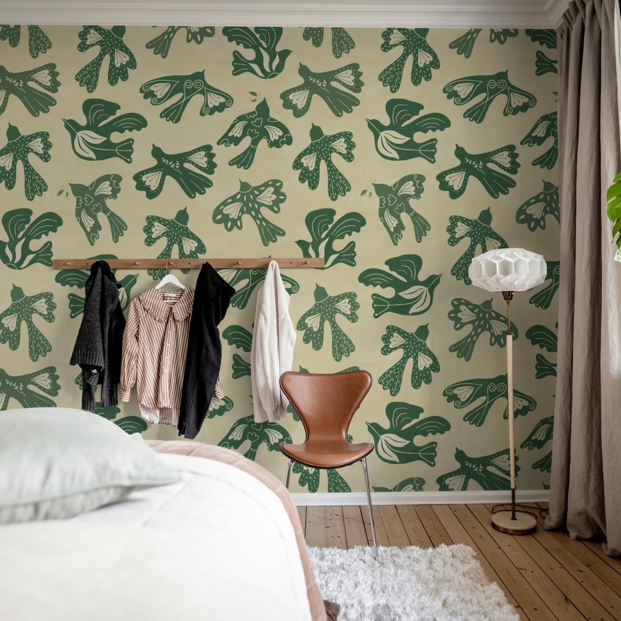 Fototapet, Dancing Wings, Green, Rebel Walls