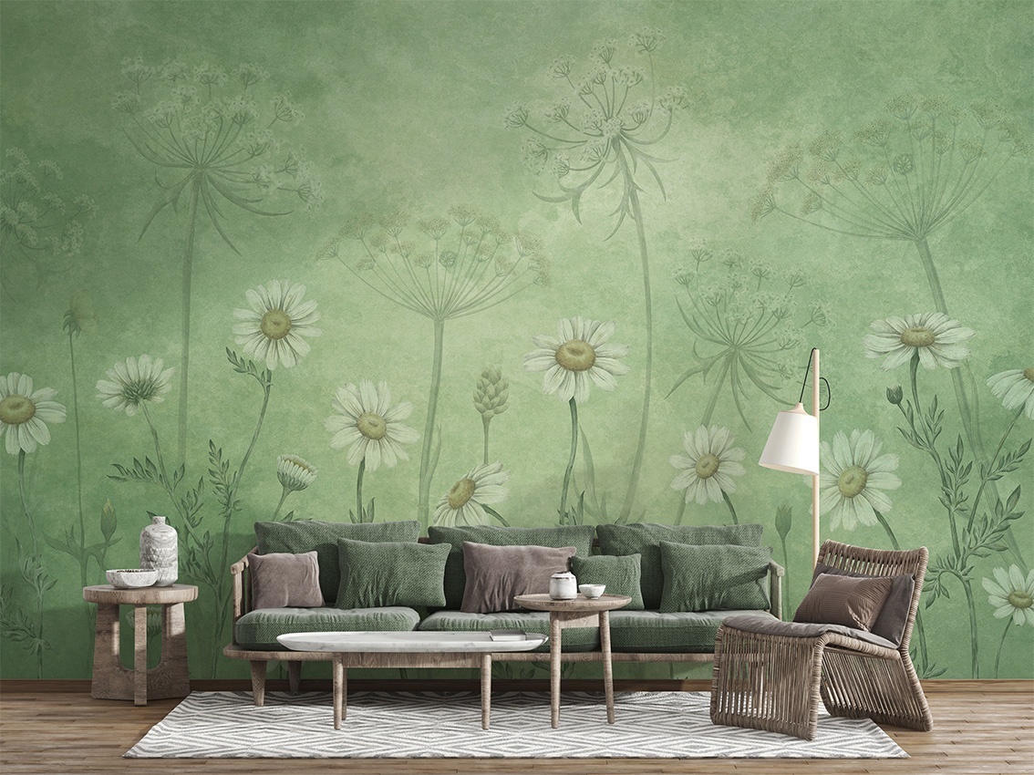 Fototapet Dazzling Daisies - Green, Sir Edward - 5