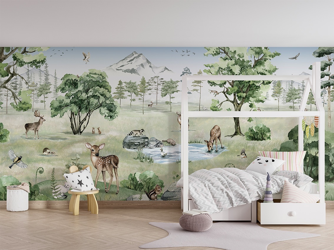 Fototapet Deer Forest - Summer, Kikki Belle