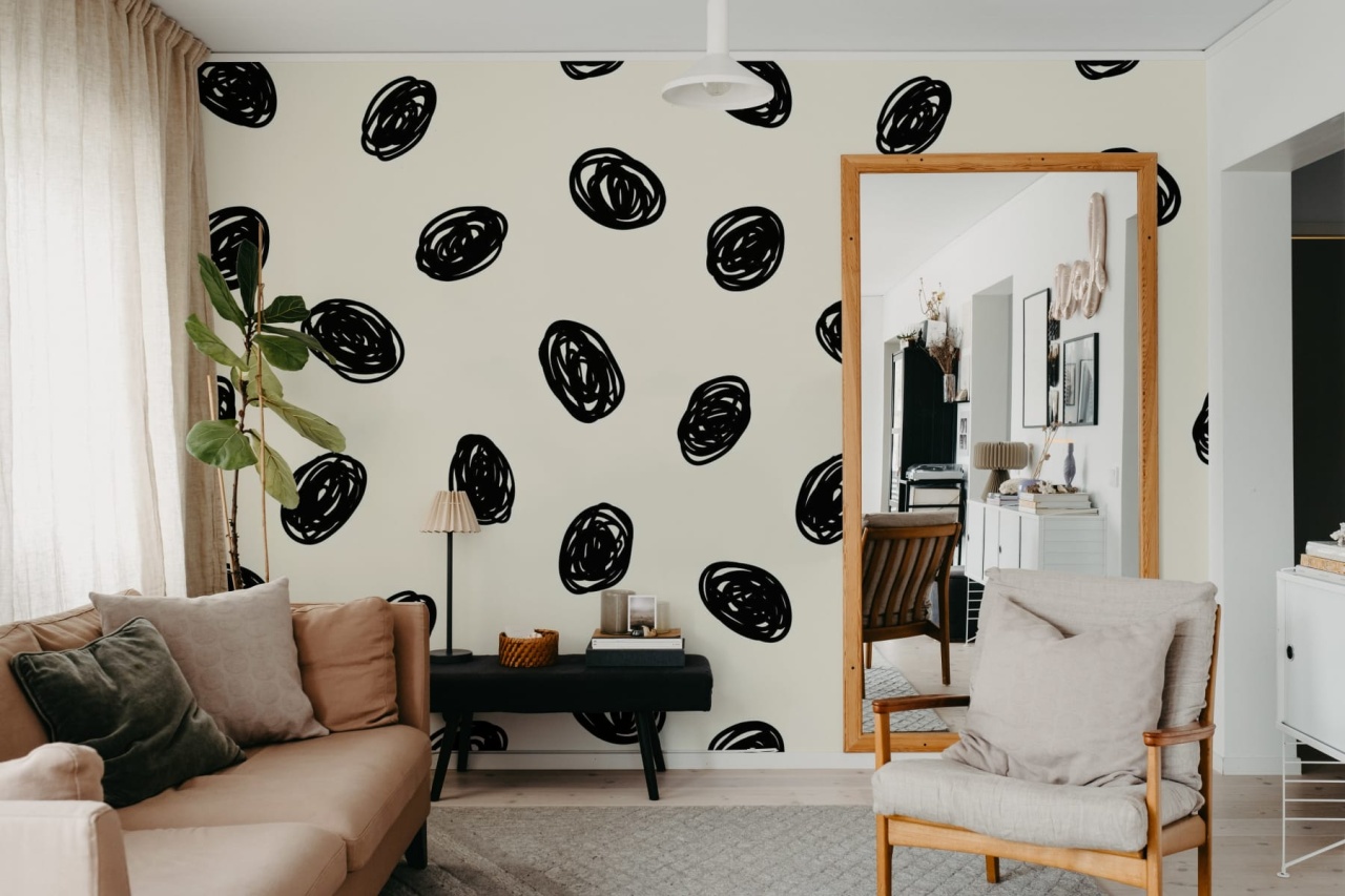Fototapet, Doodle Dots, Black, Rebel Walls