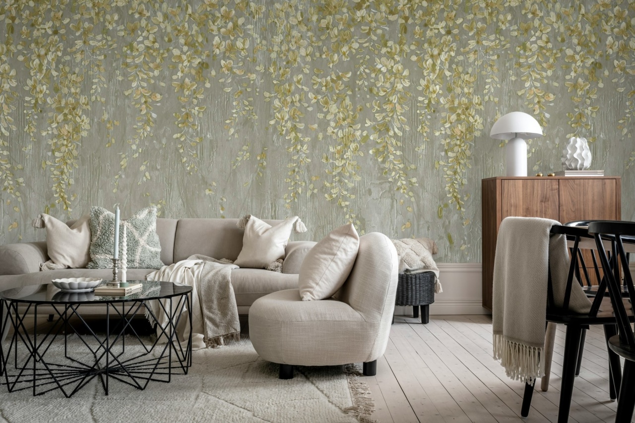 Fototapet, Draped Blossoms, Gold, Rebel Walls