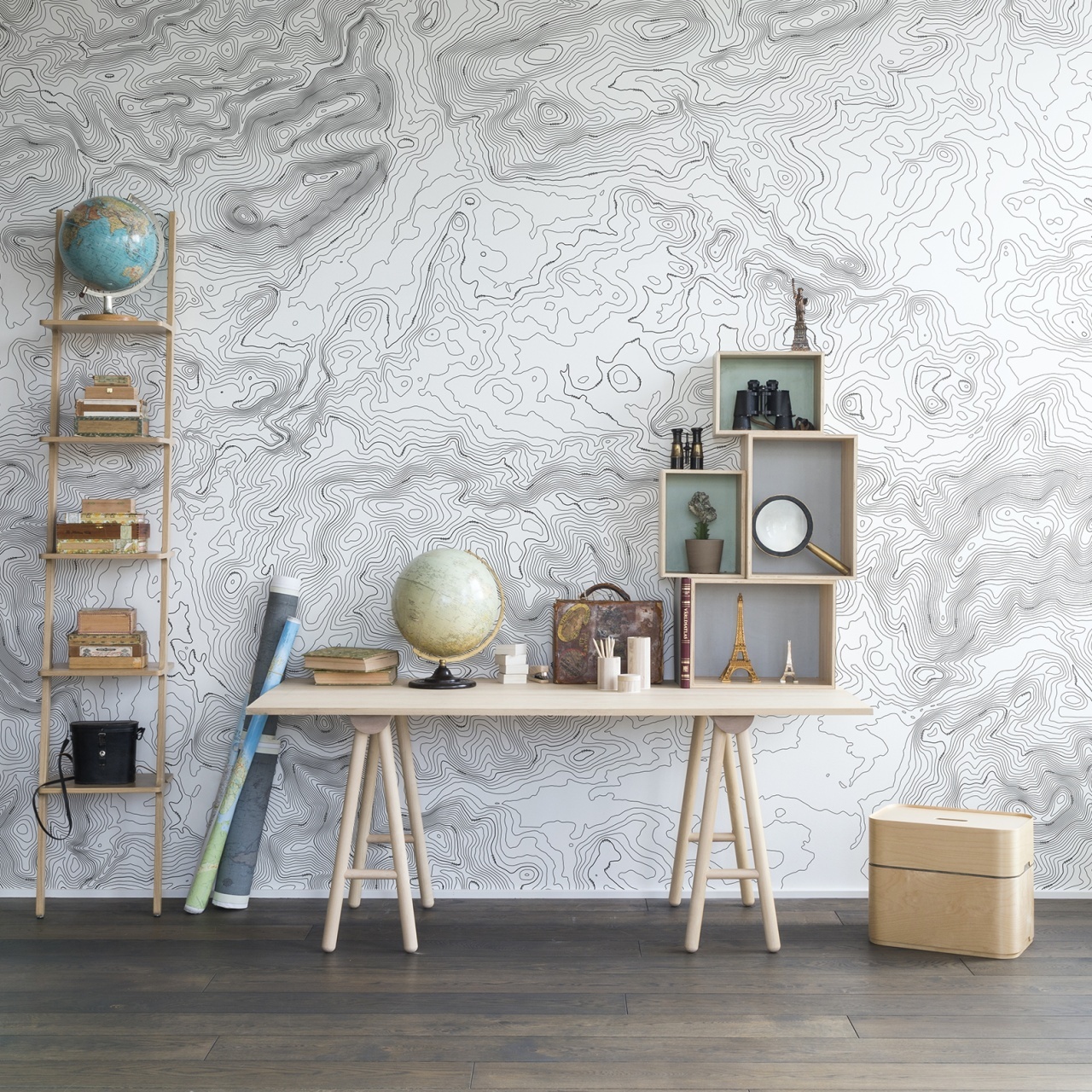 Fototapet, Elevation Lines, White, Rebel Walls
