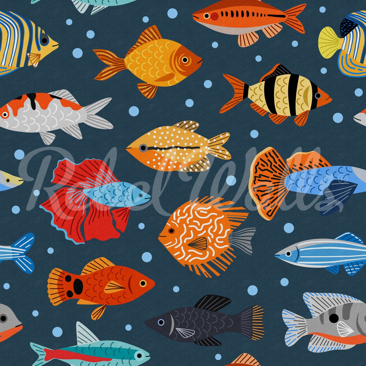 Fototapet, Fish Shoal, Blue, Rebel Walls - 2