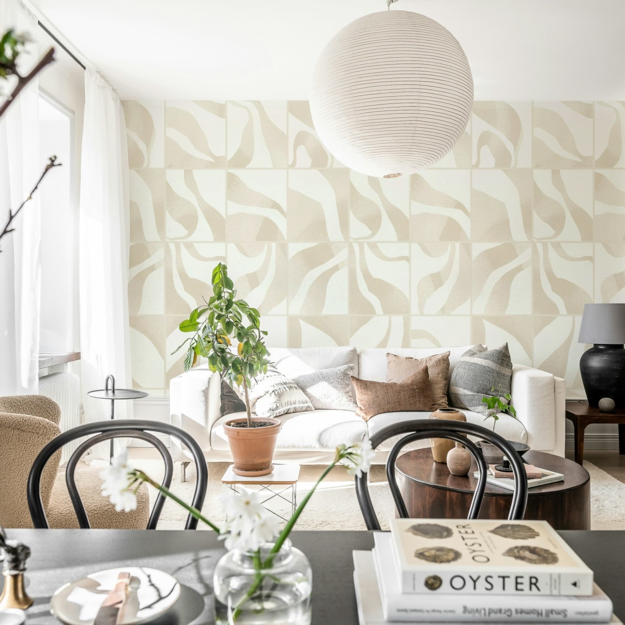 Fototapet, Floating Tiles, Beige, Rebel Walls
