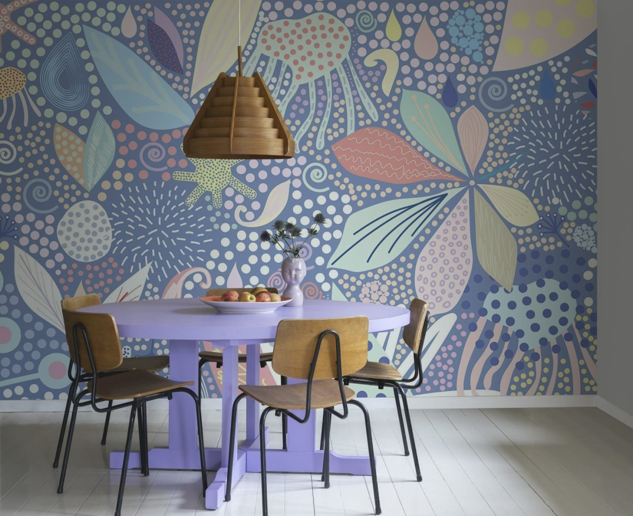 Fototapet, Flower Art, Blue, Rebel Walls