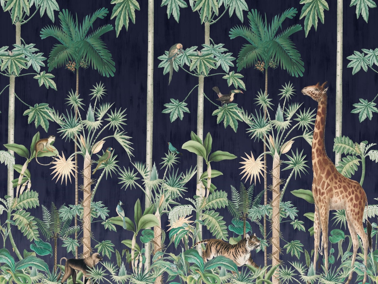 Fototapet, Giraffe's Stroll, Nightfall, Rebel Walls - 2