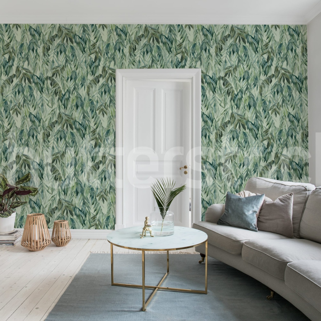 Fototapet, Hanging Branches, Silver Green, Rebel Walls