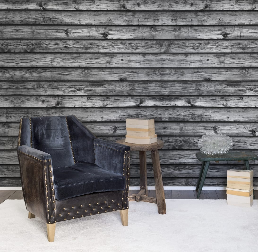 Fototapet, Horizontal Boards, Black, Rebel Walls - 4