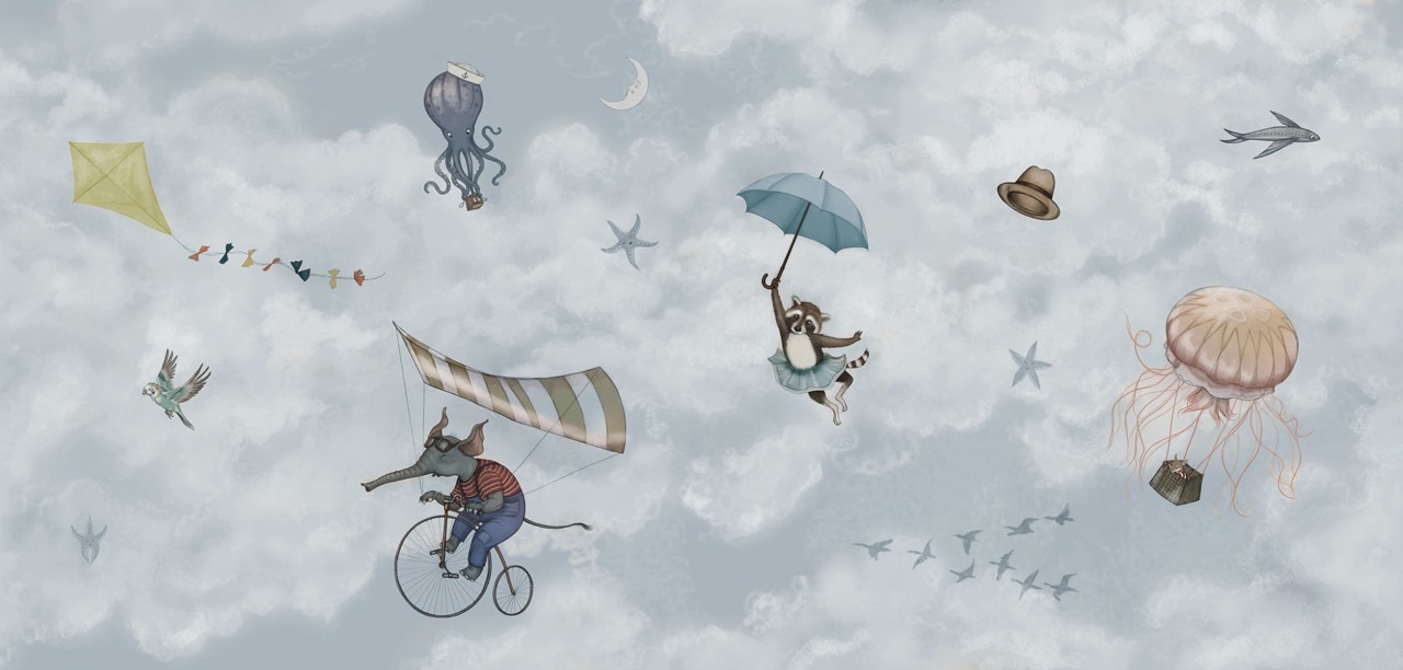 Fototapet, In the Clouds, Light Blue, Rebel Walls - 2