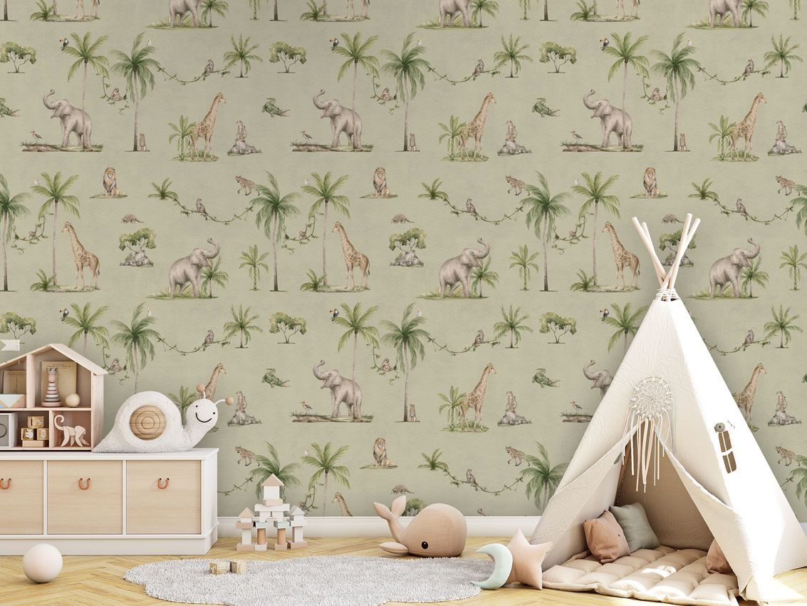 Fototapet Joyful Jungle - Green, Kikki Belle