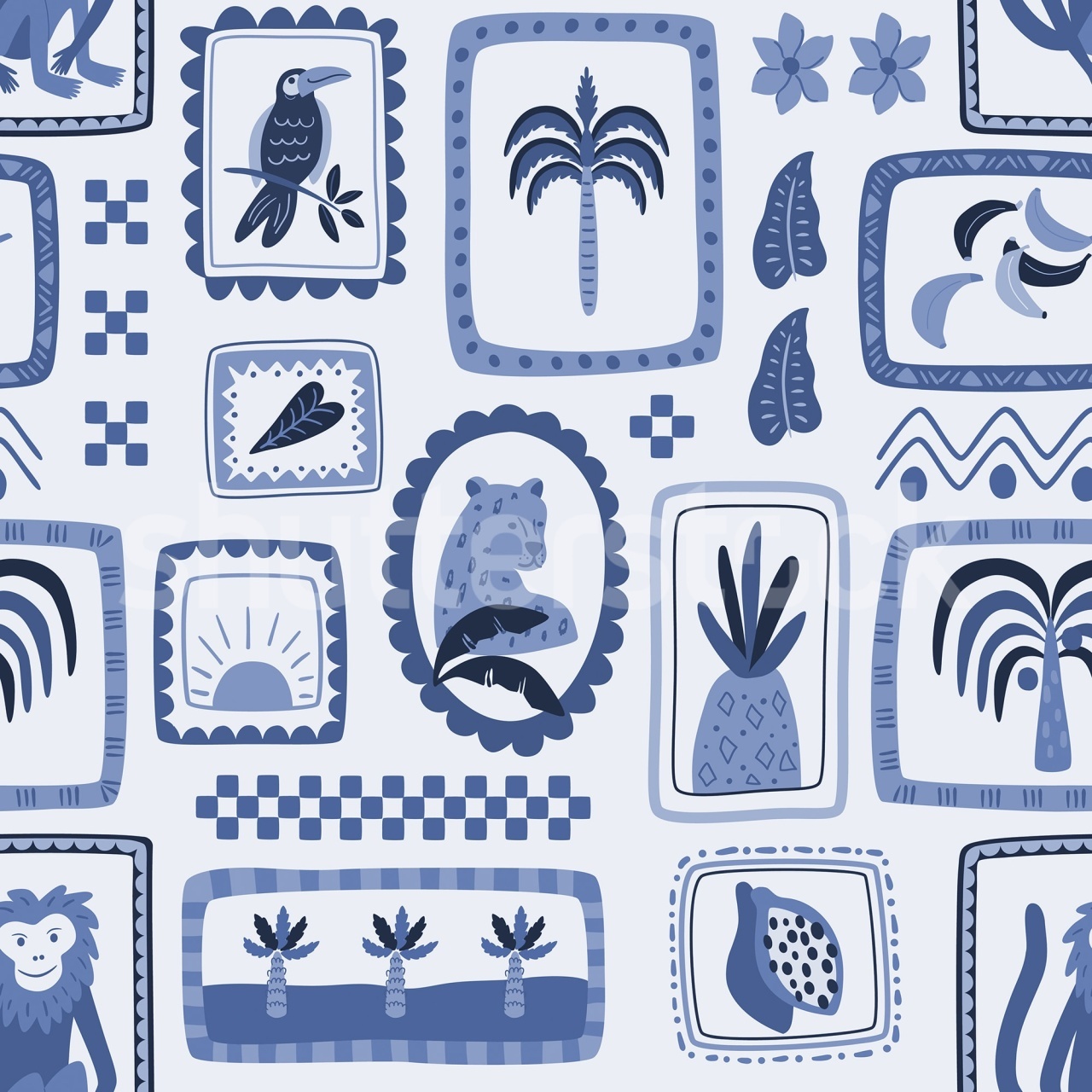 Fototapet, Jungle Frames, Blue, Rebel Walls - 2