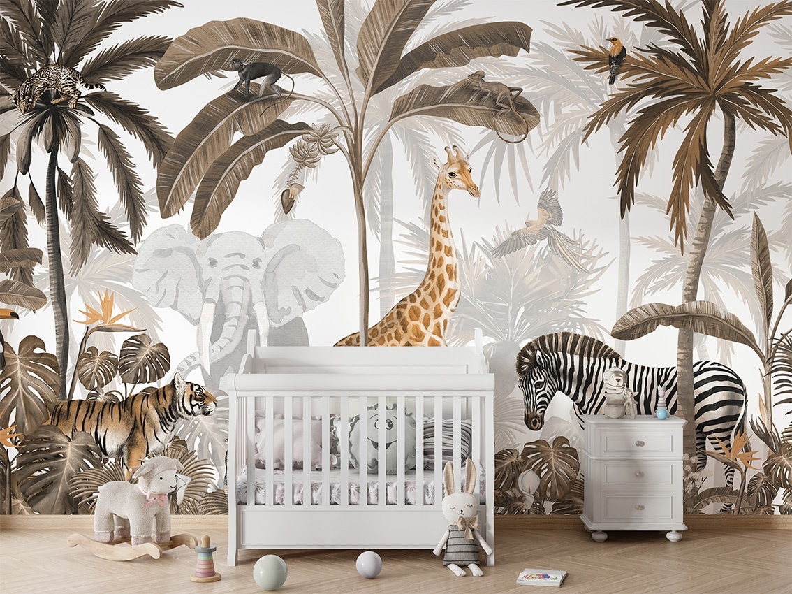 Fototapet Jungle Jive - Sepia, Kikki Belle