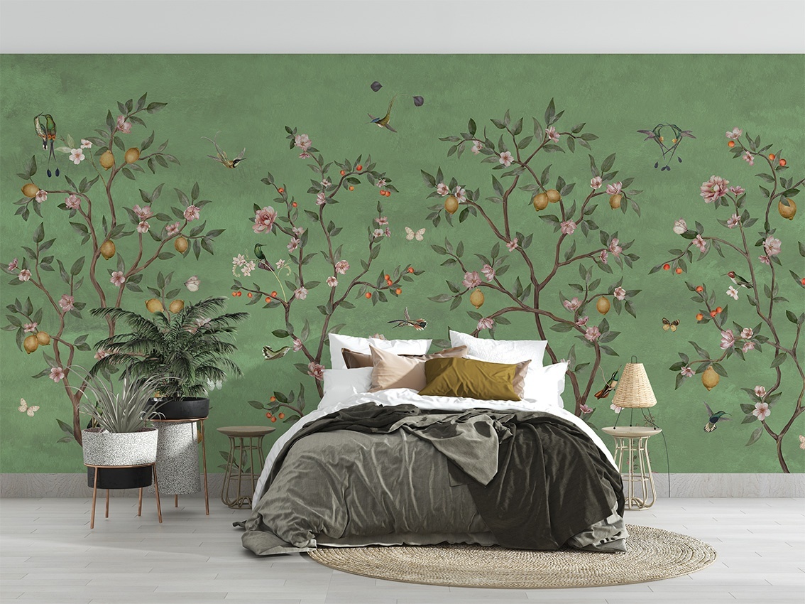 Fototapet Lemon Tree Chinoiserie - Green, Sir Edward