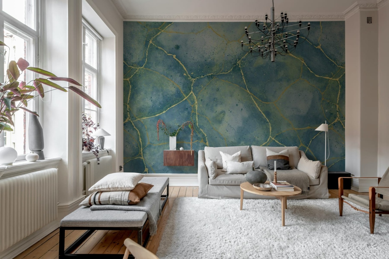 Fototapet, Marble Watercolor, Blue, Rebel Walls