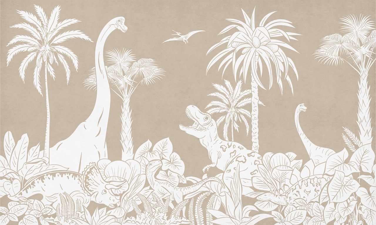Fototapet Monochrome Dino - Brown, Kikki Belle - 2