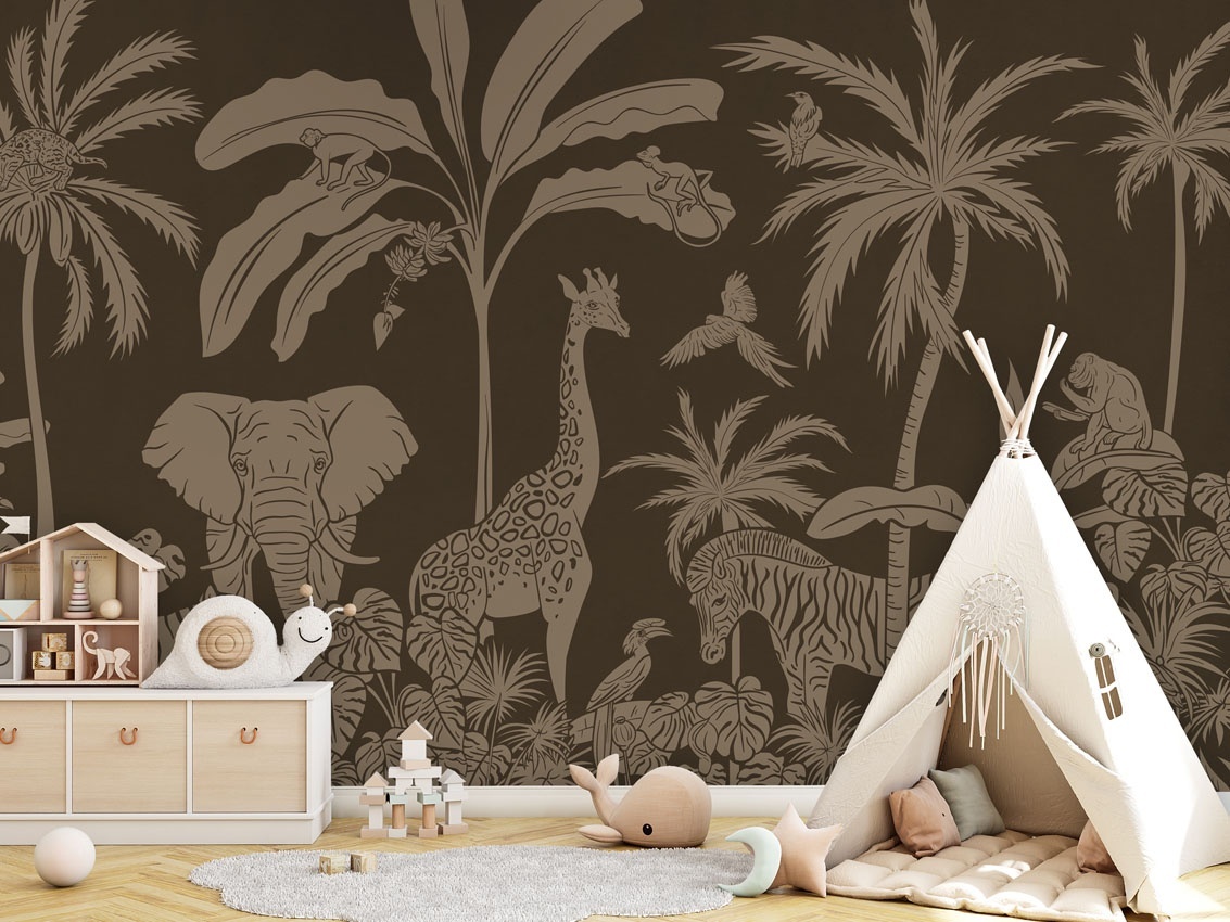Fototapet Monochrome Jungle - Brown Vintage, Kikki Belle — imaginea 5