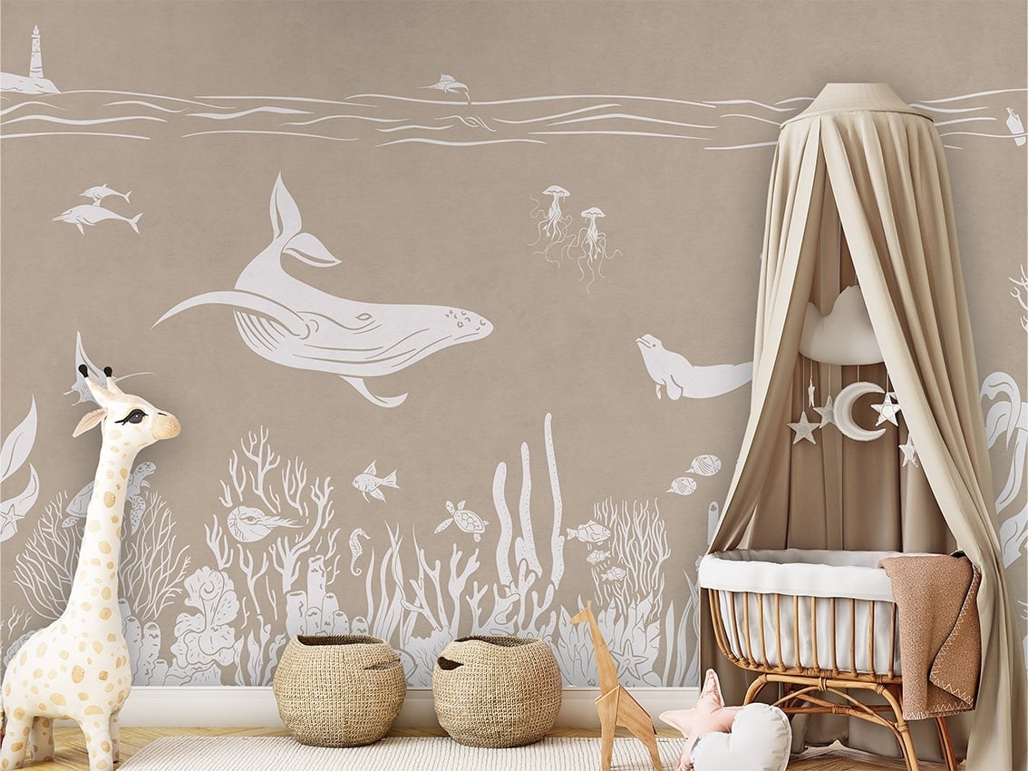 Fototapet Monochrome Sea - Brown, Kikki Belle