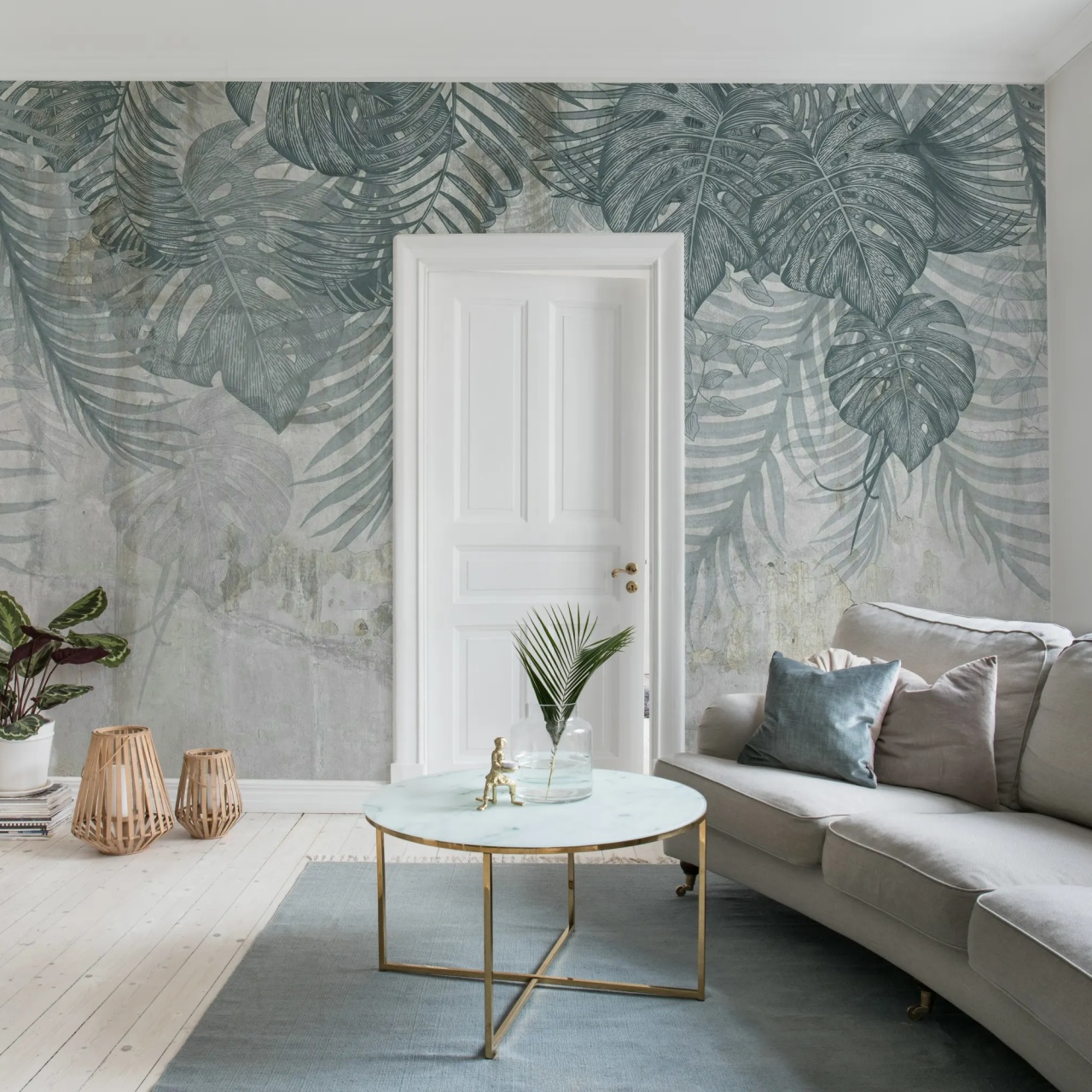 Fototapet, Monstera Wall, Blue, Rebel Walls