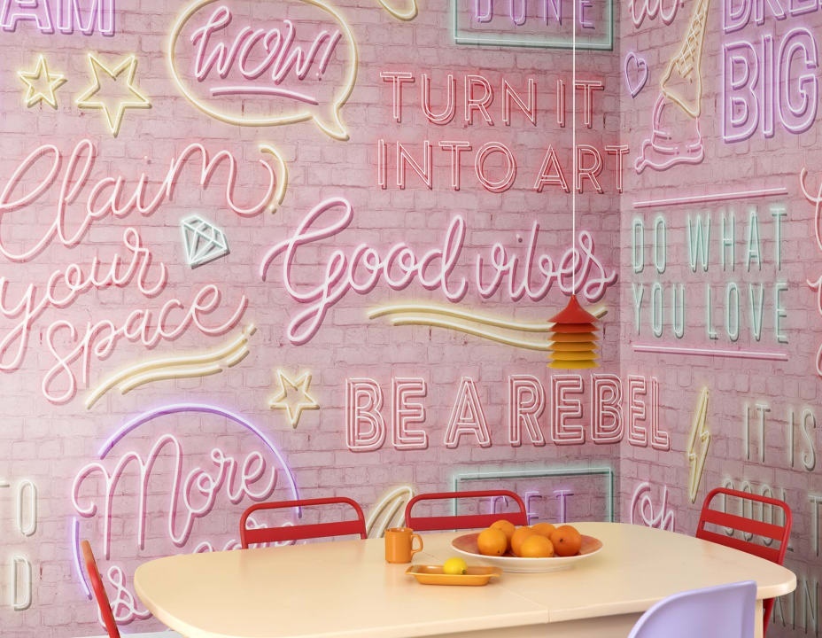 Fototapet, Neon Vibes, Pink Bricks, Rebel Walls