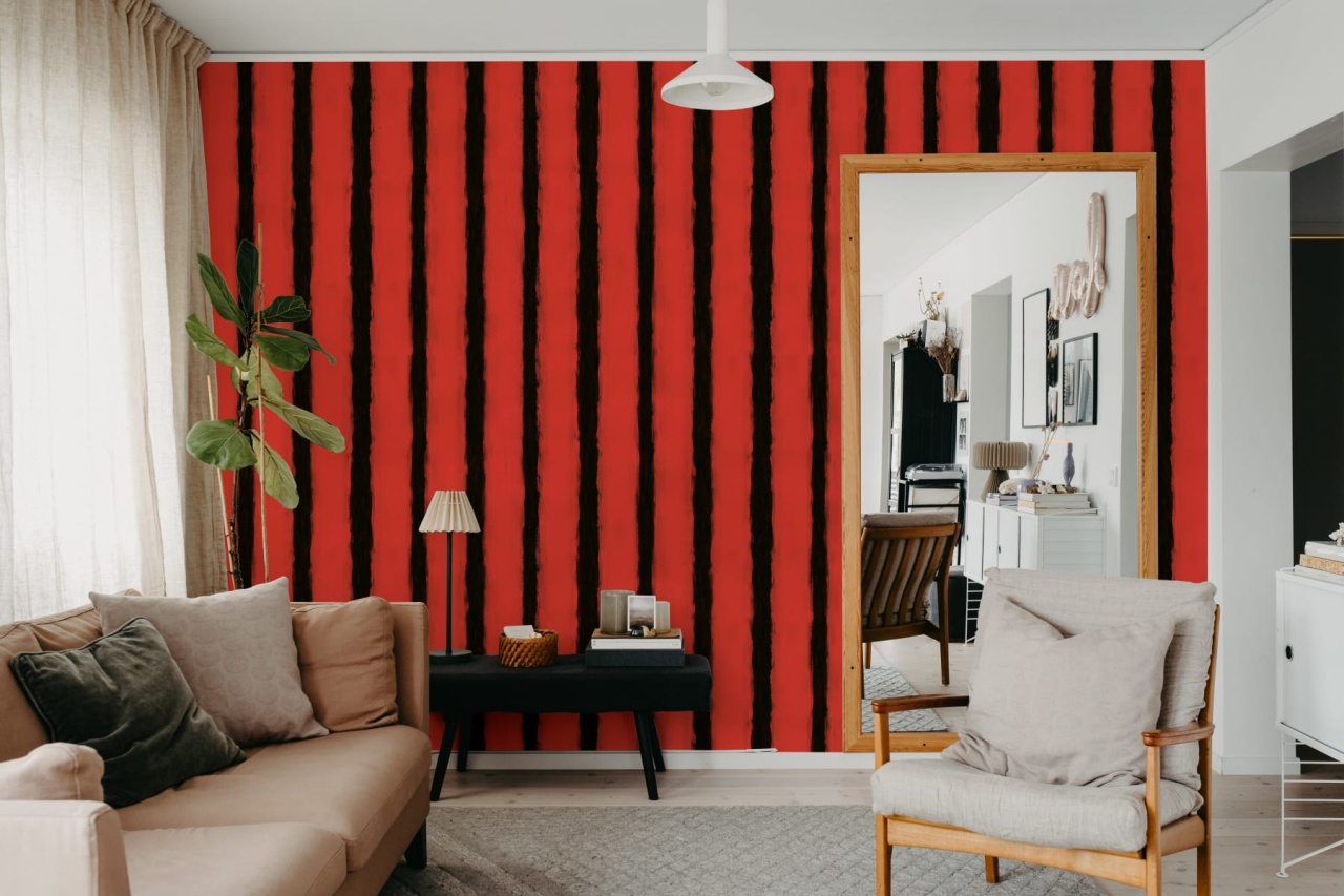 Fototapet, Painted Stripes, Red, Rebel Walls