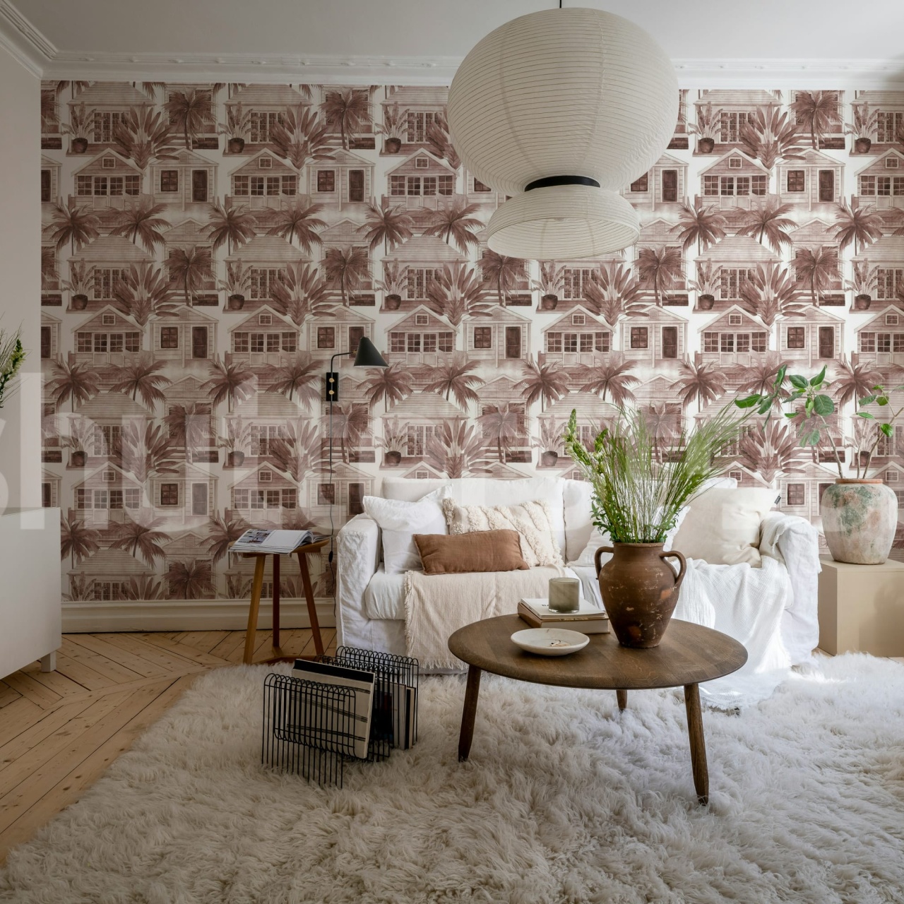 Fototapet, Palm Residence, Burgundy, Rebel Walls