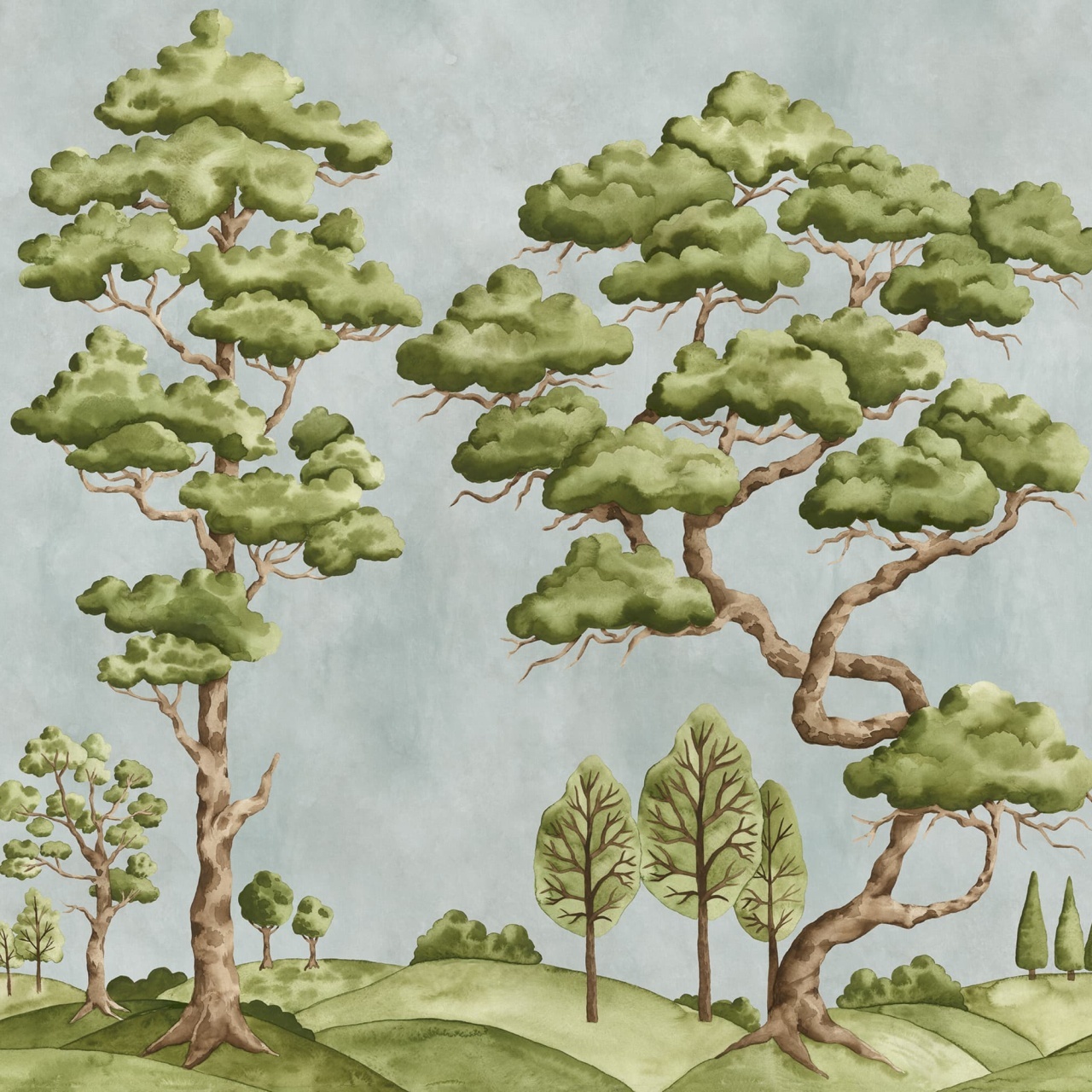 Fototapet, Poetic Trees, Light Blue, Rebel Walls - 2