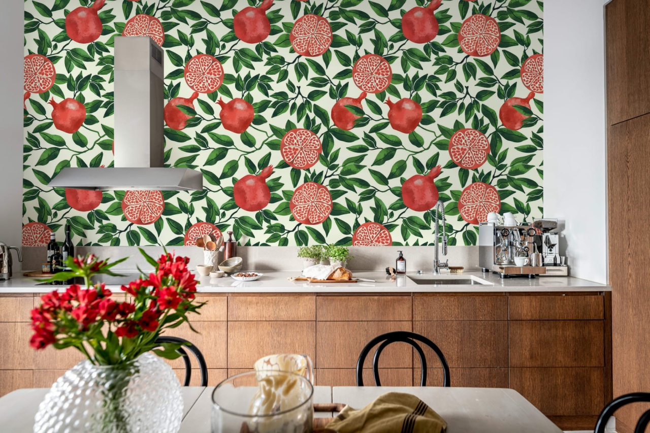 Fototapet, Pomegranate, Green, Rebel Walls