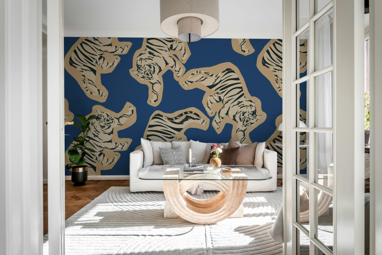 Fototapet, Quirky Tigers, Blue, Rebel Walls
