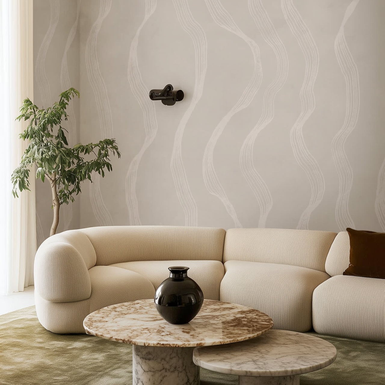 Fototapet, Ribbon Stripe, Beige, Rebel Walls