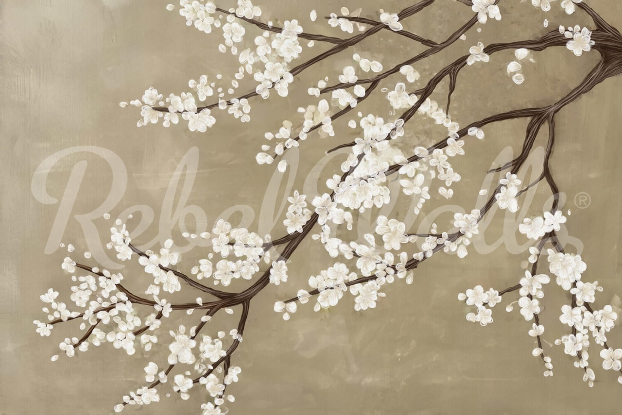 Fototapet, Sakura Branch, Beige, Rebel Walls - 2