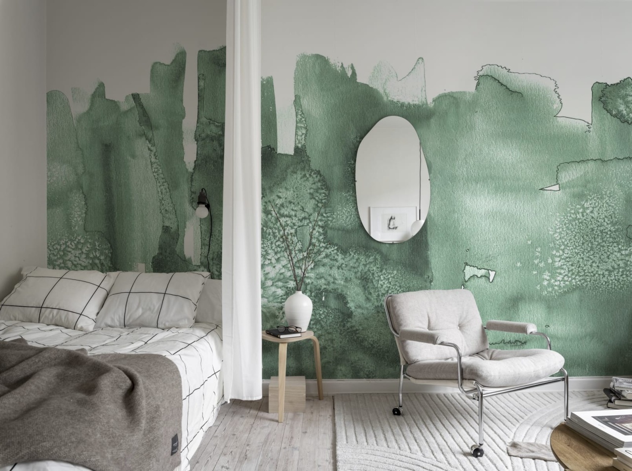 Fototapet, Watercolor City, Green, Rebel Walls