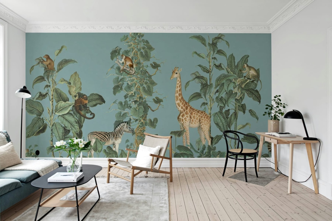 Fototapet, Wildlife Stroll, Blue, Rebel Walls