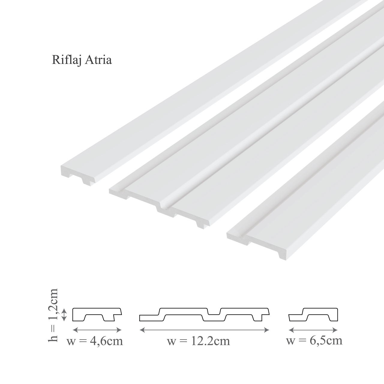 Panou riflaj decorativ 3D din polimer rigid, model Atria - 12.2x1x270 cm — imaginea 2