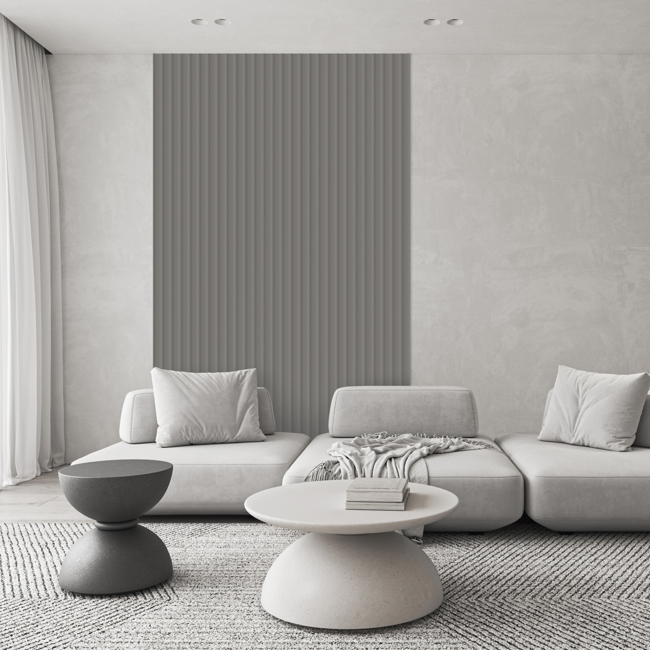 Panou riflaj decorativ 3D Velutto, Misty Grey, 25x1.3x270 cm