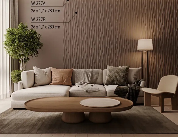 Panou riflaj decorativ 3D, W377A - 26x1.1.7x280 cm - 3