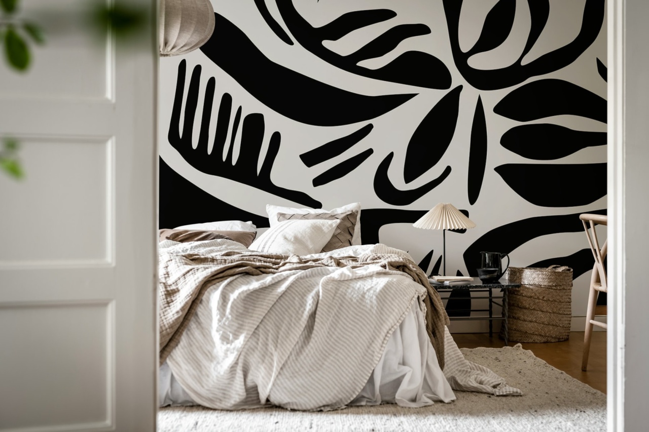 Tapet Abstract Leafs, Black & White, Rebel Walls - 2 | YEO