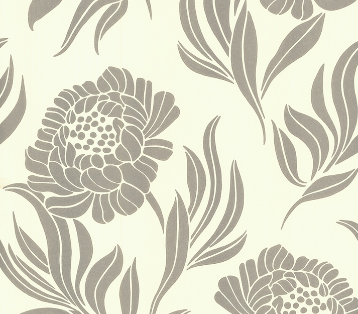 Tapet, Chatsworth, Ivory Cream and Metallic Luxury Floral, 1838 Wallcoverings, 5.3mp / rola