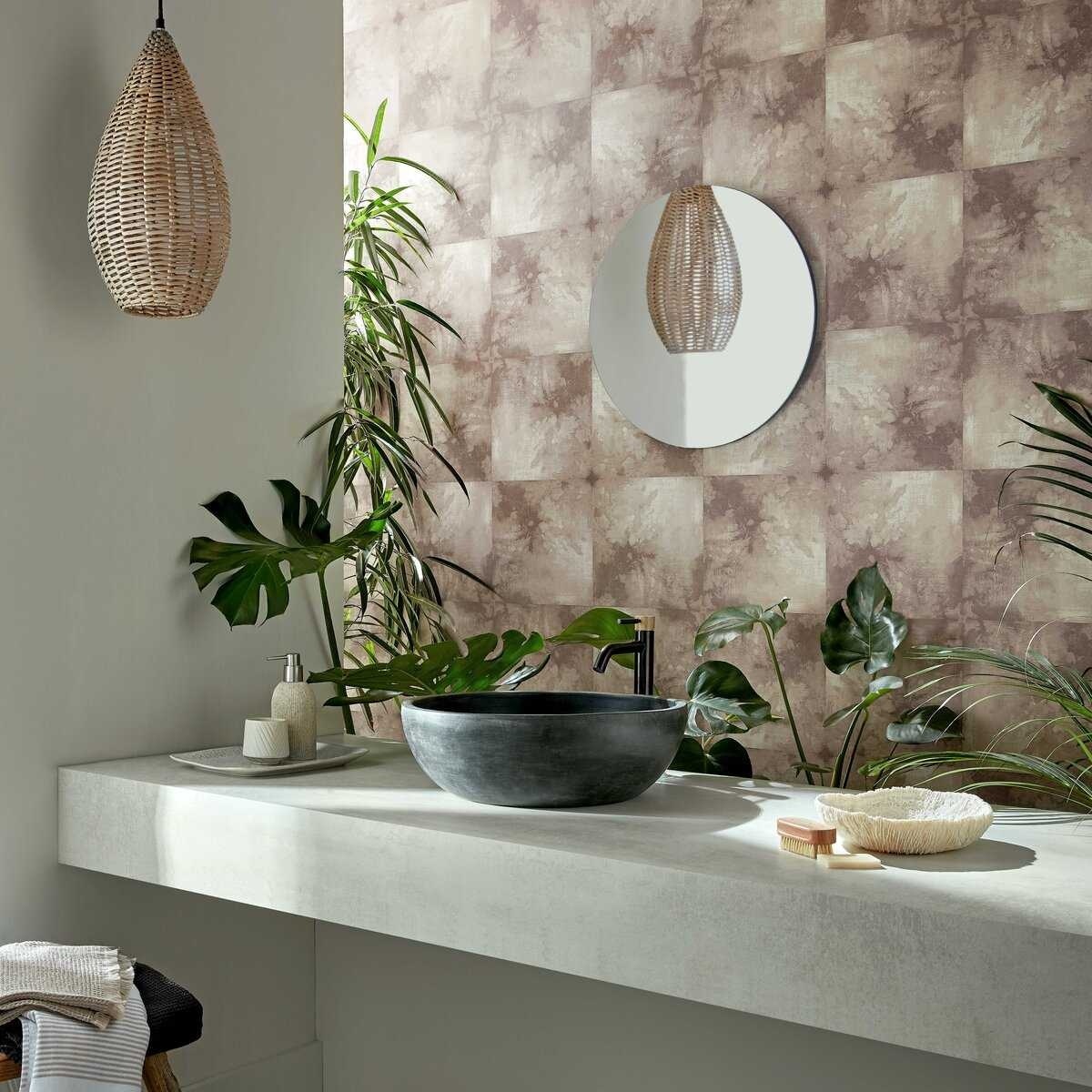 Tapet, Crystalline, Carnelian Brown Luxury Tile, 1838 Wallcoverings, 5.3mp / rola