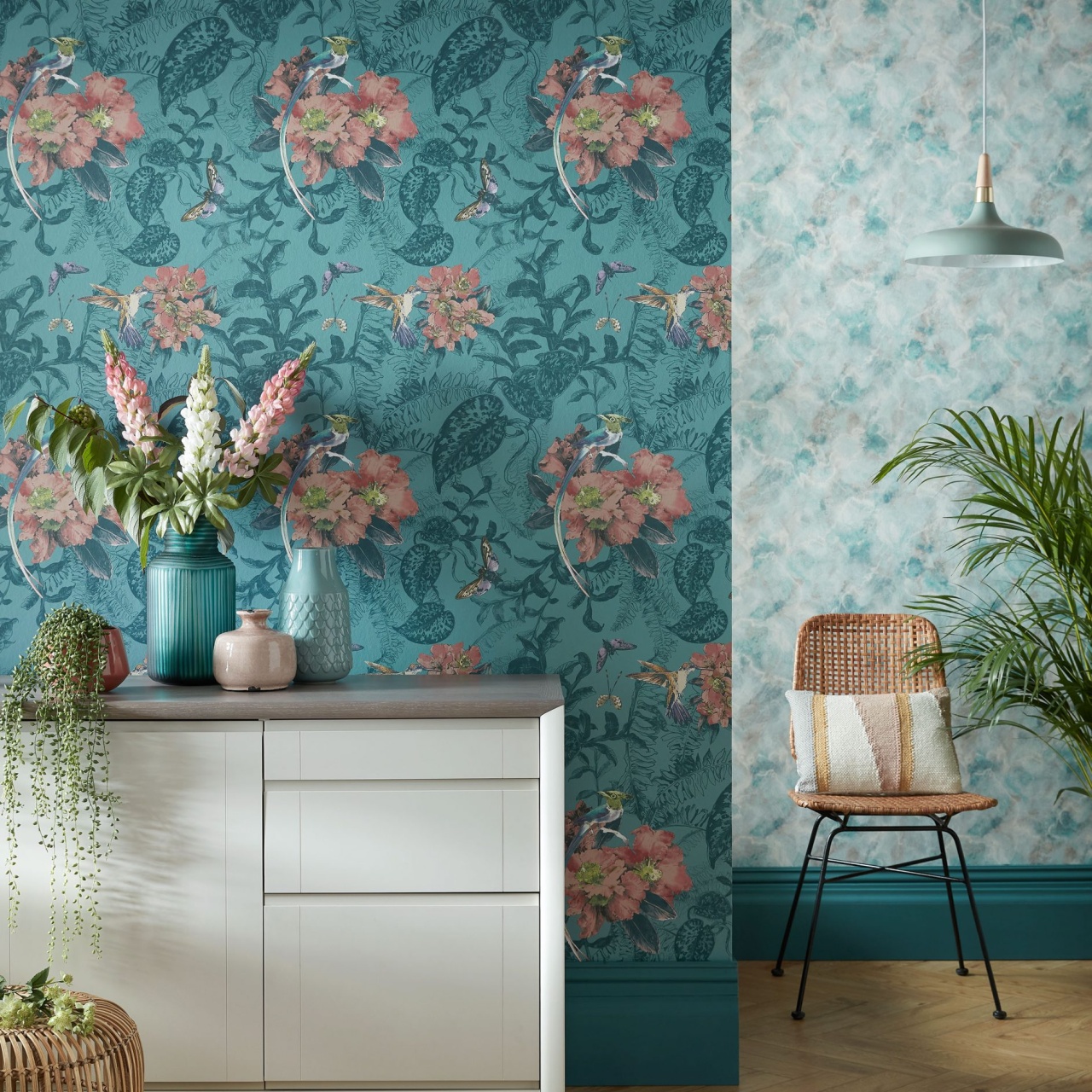 Tapet, Hedgerow, Mineral Green Luxury Feature, 1838 Wallcoverings, 5.3mp / rola