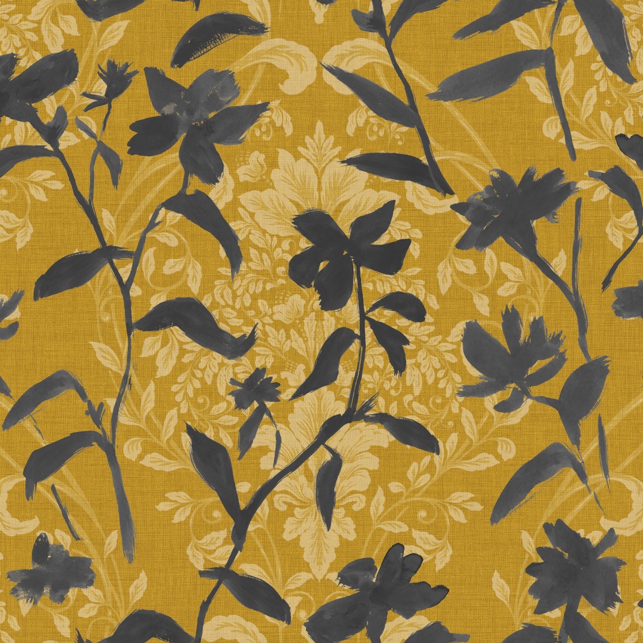 Tapet lavabil Blooming Damask, Grey, TresTintas 5mp / rola - 2