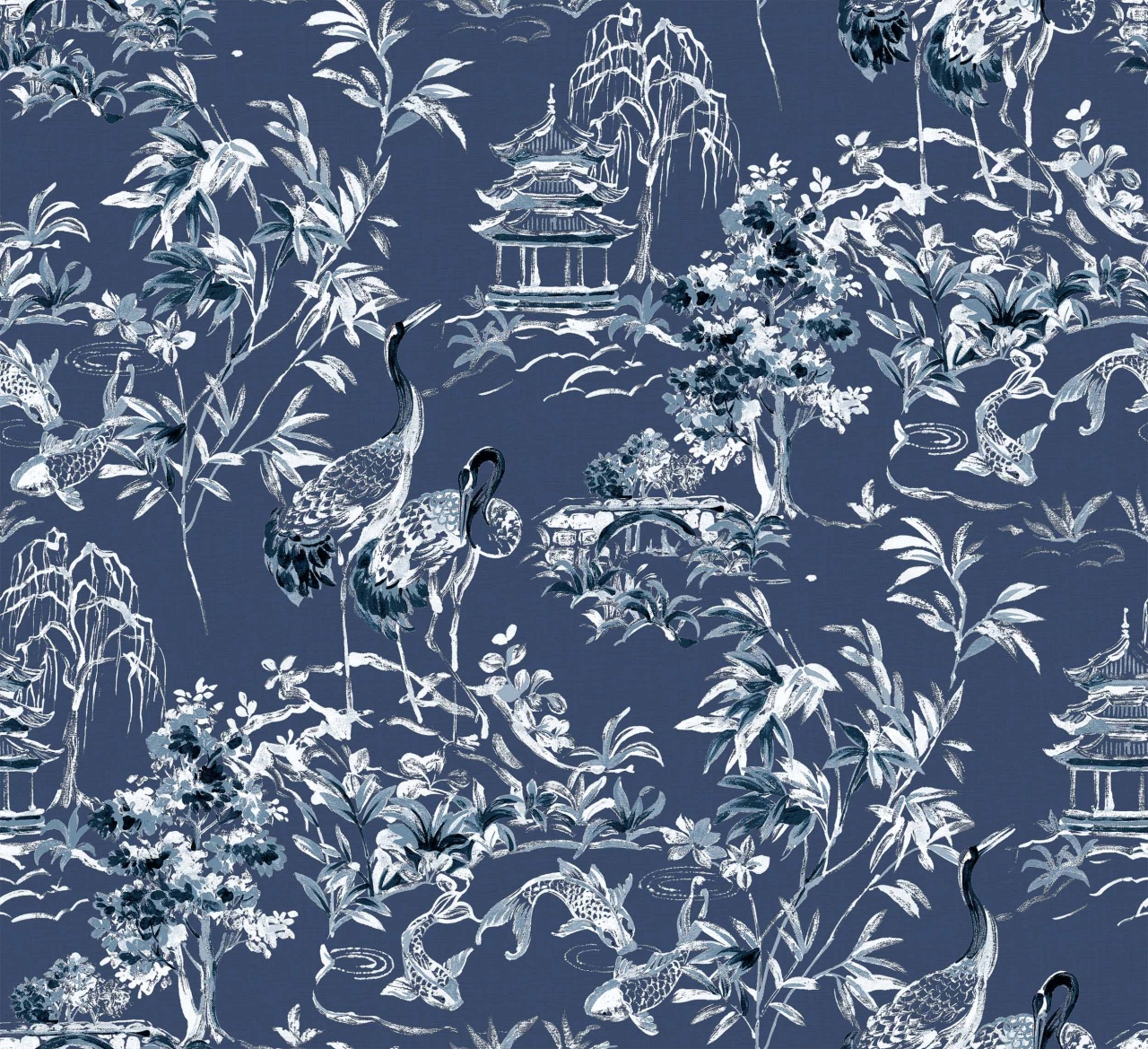 Tapet lavabil Ming Pagoda, Navy, Coordonne 5mp / rola - 1 | YEO
